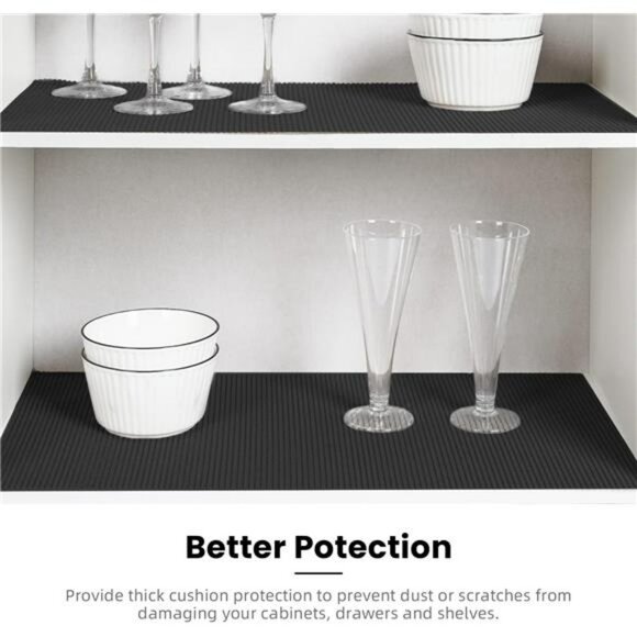 Black Non Slip Shelf Liner 12x10ft Kitchen Cabinet Drawer Liner Waterproof Durab - Picture 5 of 7